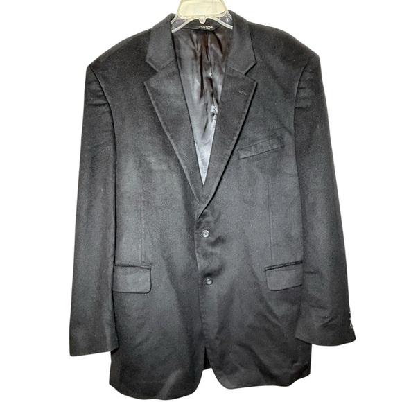 Jos. A Bank 100% Cashmere Blazer Jacket Sport Coat 2 Button Black Men's 48L